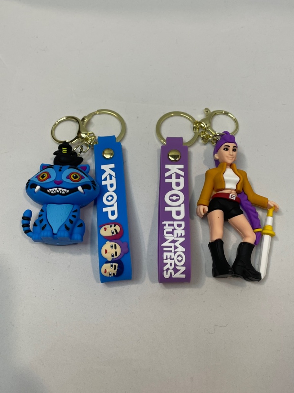 K POP Derpy the Blue Tiger & Rumi Silicone Keychain/Bag Charm Duo